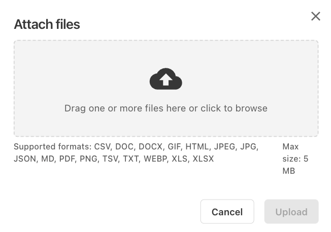The Attach files dialog