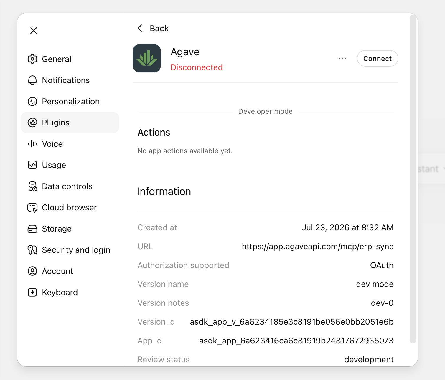 Connecting the Agave app