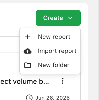 Creating a new report from the All reports page