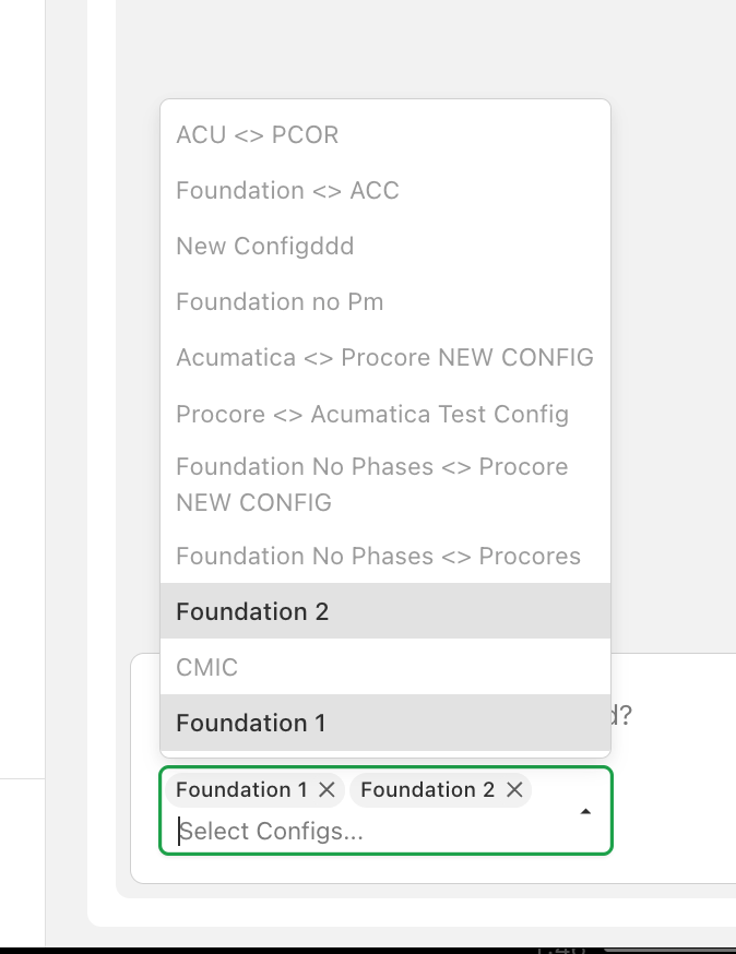 A report connected to multiple configurations