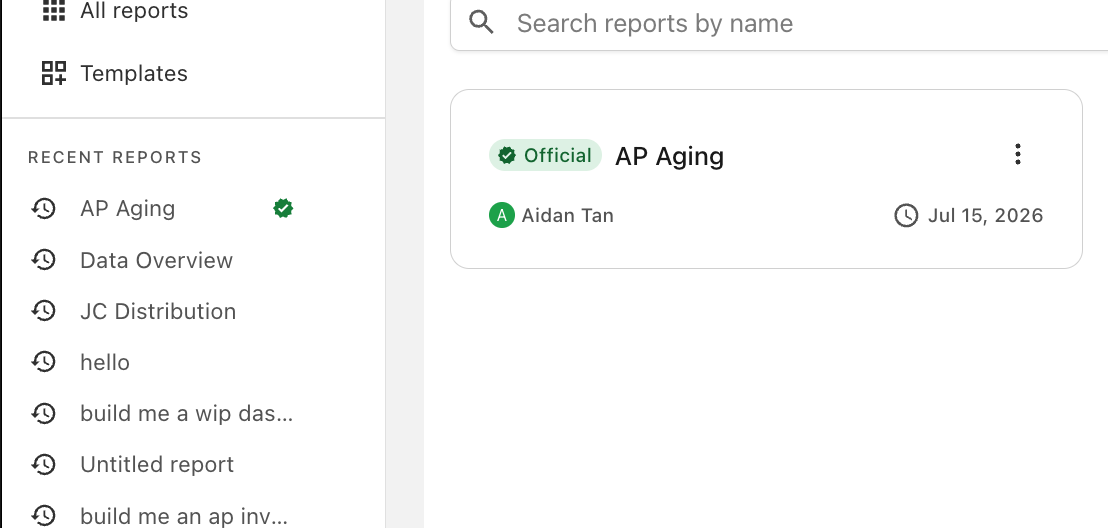 A report with the Official badge