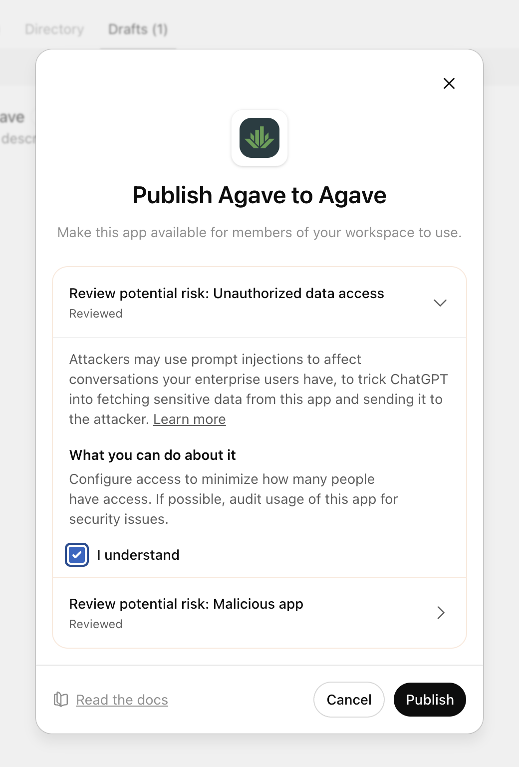 Confirming the publish